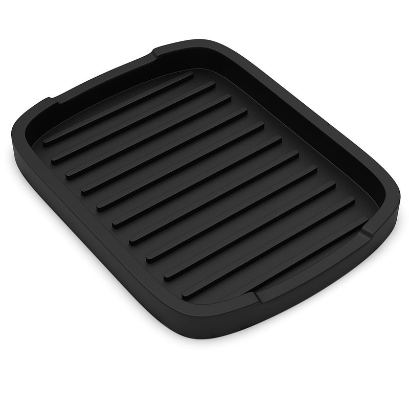 ZAPPOWARE حامل إسفنجة زابووير سيليكون - صينية صابون - 5.9" × 4.33" (أسود)، عبوة واحدة (أسود) - Image 1